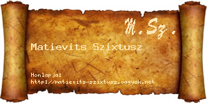 Matievits Szixtusz névjegykártya